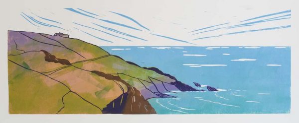 As I walked down to Zennor Cove â€“ limited edition lino print. Framed Â£175