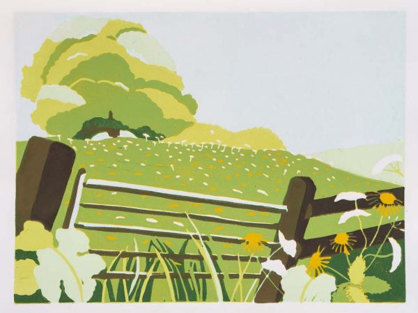 Across the meadow – lino print £135