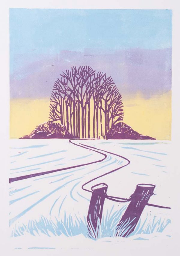 Towards the coppice -limited edition lino print. Framed £150